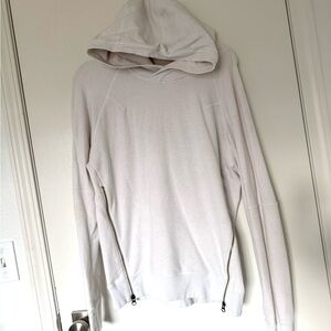 Lululemon White Hoodie with Side Zippers and Hidden Kangaroo Pocket